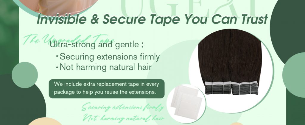 Strong adhesive tape in hair extensions and replacement tape